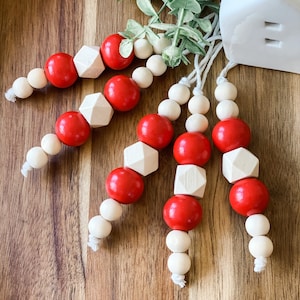 Set of 5, Christmas ornaments, hygge style ornaments, Scandinavian ornaments, Nordic ornaments, red ornaments