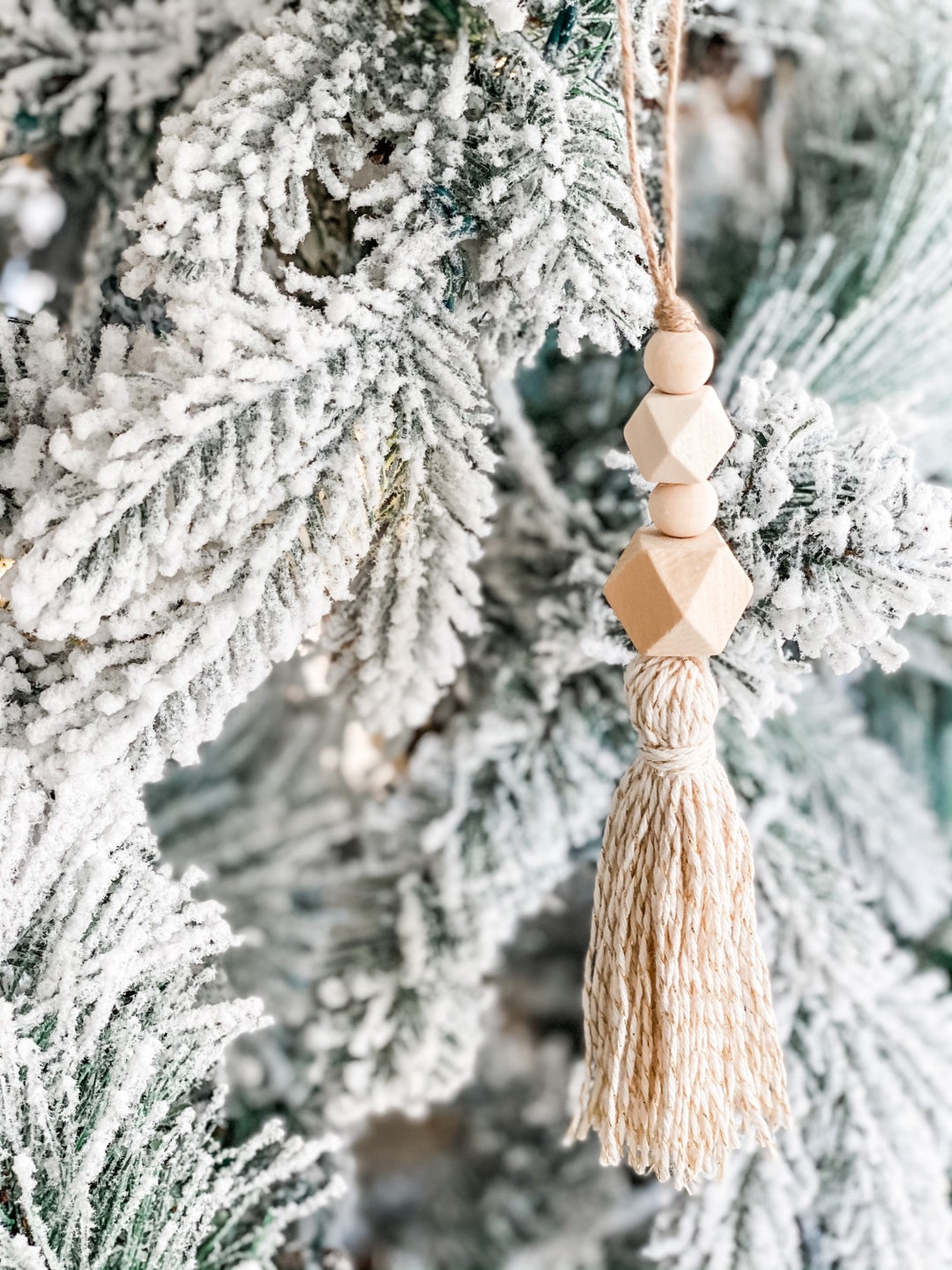 Set of 5, Boho Christmas Ornaments, Neutral and Gold Christmas Decor ...