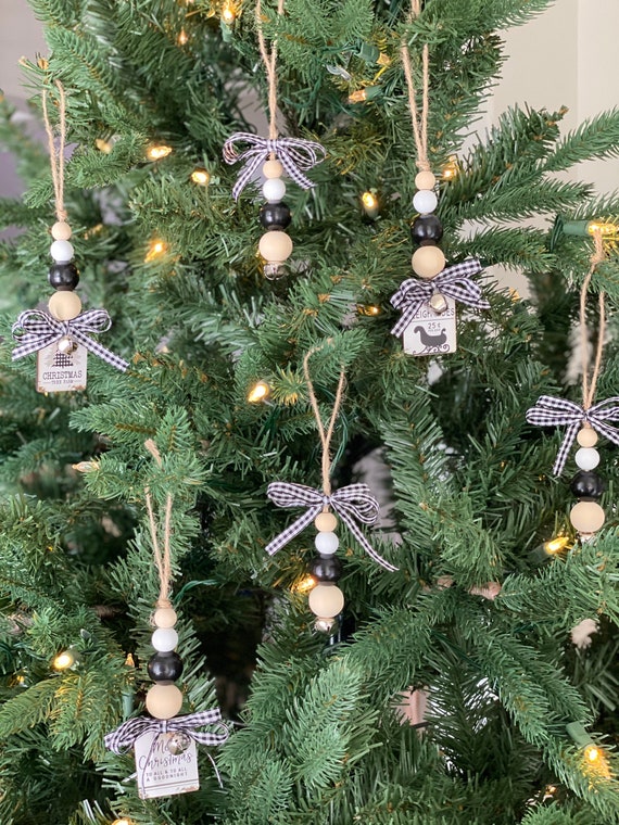 Black and White Buffalo Check, Christmas Tree Ornament, Farmhouse