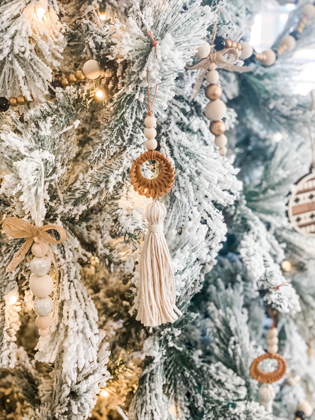 Set of 8 Boho Christmas Tree Ornament Natural Ornaments - Etsy