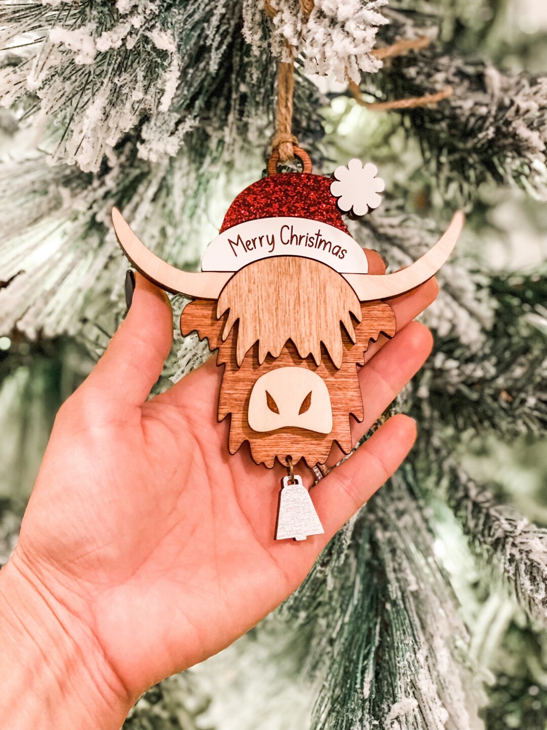 Highland Cow Christmas Ornament Fluffy Cow Ornament Boho Farmhouse highland-cow-christmas-ornament-fluffy-cow-ornament-boho-farmhouse