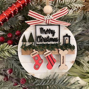 Boho farmhouse ornament, family christmas ornament, rustic decor, grandparent ornament, 2025 ornament, pet ornament, family keepsake