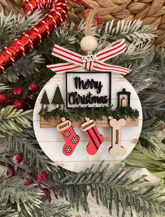 Boho farmhouse ornament, family christmas ornament, rustic decor, grandparent ornament, 2026 ornament, pet ornament, family keepsake