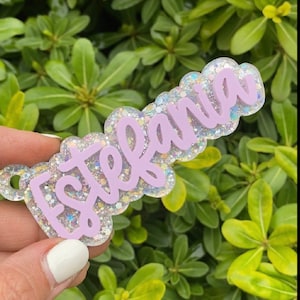 Glitter Name Keychain: Personalized Acrylic Bag Tag, Party Favor