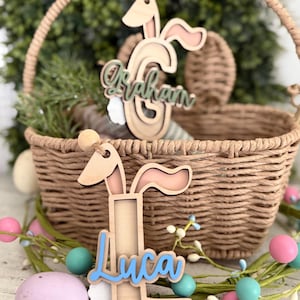 Easter basket tag, easter name tag, easter bunny, kids easter decor, Easter egg, easter decor, girl Easter, boy Easter, basket stuffer