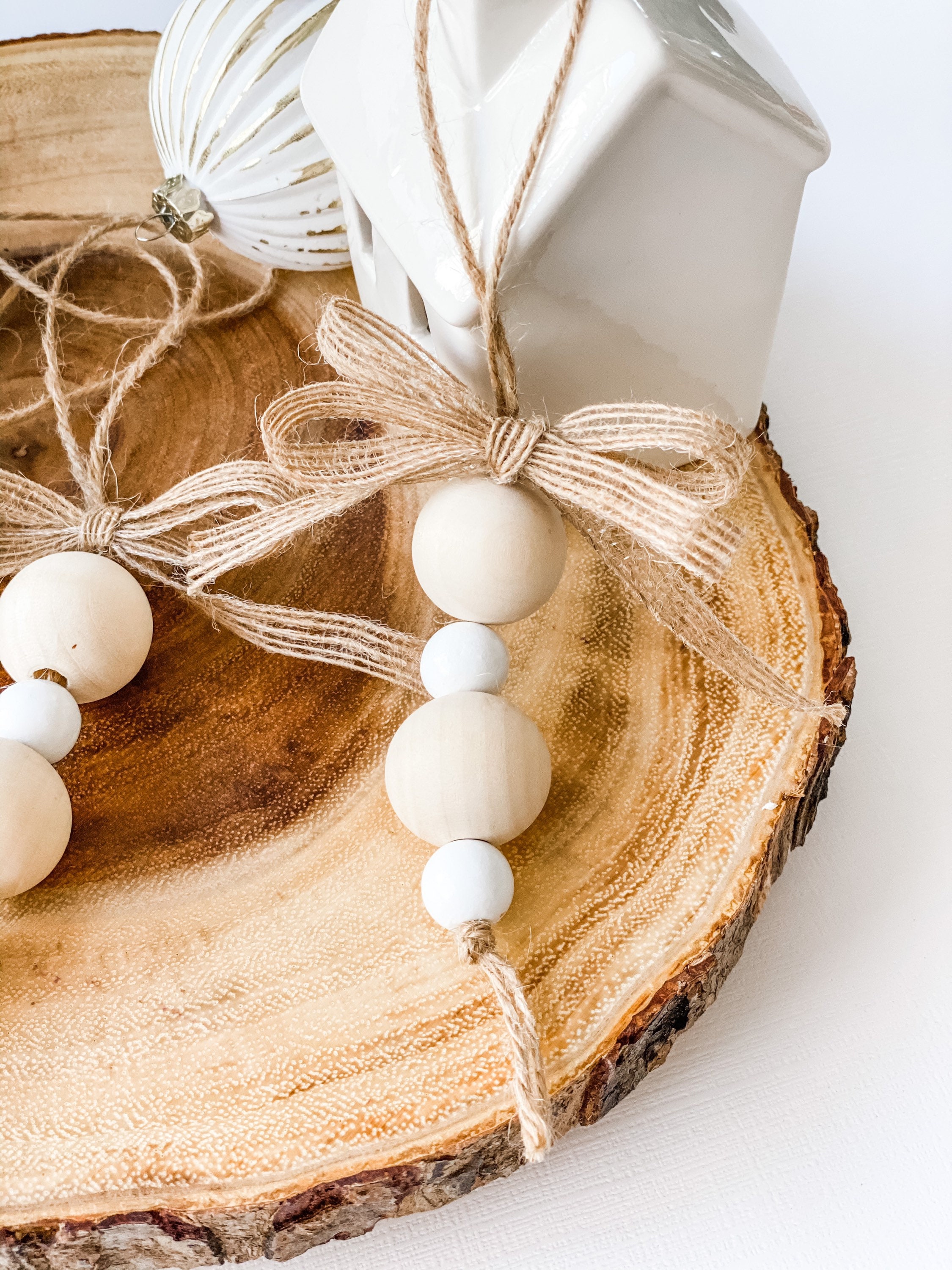 Set of 5 Boho Christmas Ornaments Modern Farmhouse Etsy