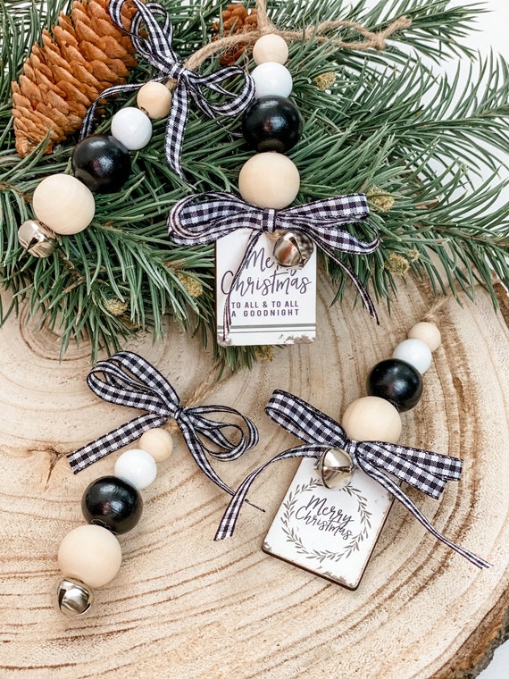 Black and White Buffalo Check, Christmas Tree Ornament, Farmhouse