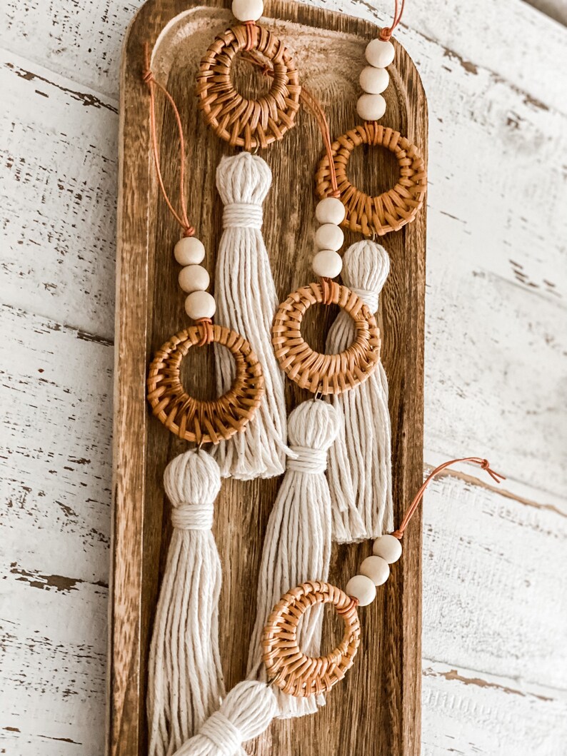 Set of 8 Boho Christmas Tree Ornament Natural Ornaments - Etsy