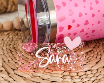 Stanley Valentine’s Day topper, quencher nameplate, personalized cup topper, Valentine’s Day Stanley accessories, pink heart cup topper