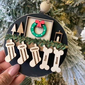 Personalized family and pet ornament, family Christmas ornament, personalized Christmas ornament, 2024 ornament, boho farmhouse christmas