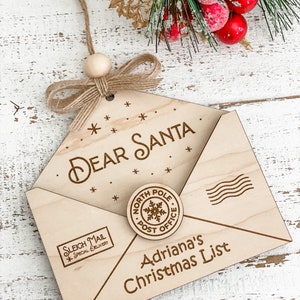 Letter to Santa, Neutral Christmas decor, farmhouse Christmas decor, boho christmas decor, family ornament, rustic ornament