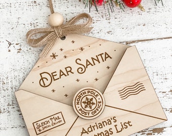 Personalized Letter to Santa Ornament: Rustic Wood Christmas Decor