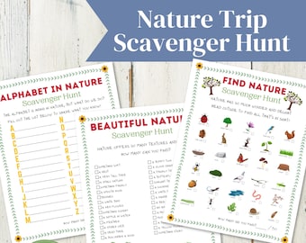 Nature Scavenger Hunt Bundle Printable Outdoor Scavenger Hunt Hiking Kid Activity Digital Download Birthday Activity Outdoors Kid Game