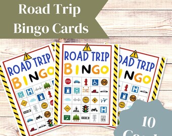 Road Trip Bingo Cards, Family Travel Game (Printable)
