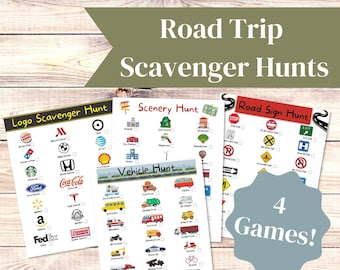 Jeux de chasse au trésor Road Trip, activités de voyage en famille (téléchargement numérique)