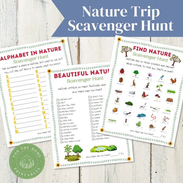 Nature Scavenger Hunt Bundle Printable Outdoor Scavenger Hunt Hiking Kid Activity Digital Download Birthday Activity Outdoors Kid Game