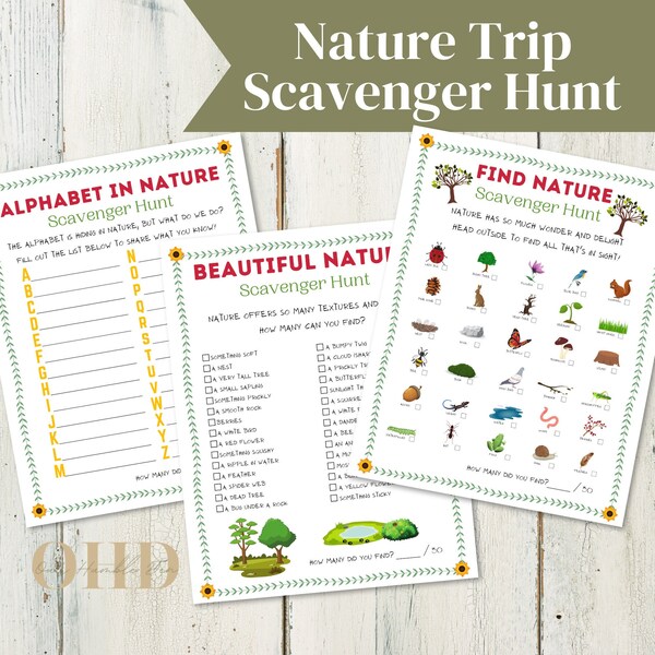 Nature Scavenger Hunt Bundle Printable Outdoor Scavenger Hunt Hiking Kid Activity Digital Download Birthday Activity Outdoors Kid Game