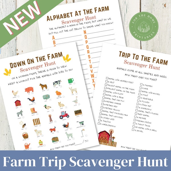 Farm Scavenger Hunt Bundle Printable Family Farm Trip Activity Digital Download Farm Treasure Hunt Game Alphabet Farm Games For Kids