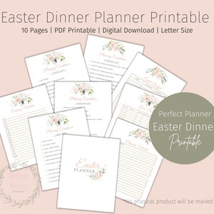 Easter Dinner Planner Printable, Easter Planner Layout, Easter Planning Checklist, Cooking and Cleaning Checklist, Easter Party Planning