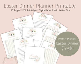Easter Dinner Planner Printable, Easter Planner Layout, Easter Planning Checklist, Cooking and Cleaning Checklist, Easter Party Planning