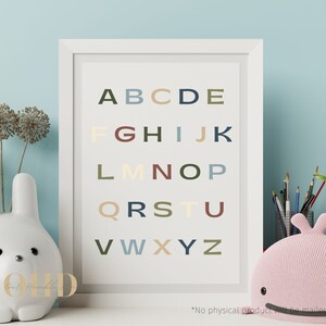 Alphabet Printable Art, Homeschool Wall Art, Classroom Printable, Homeschool Decor, Kids Wall Decor, Playroom Printable, Reading Nook Area