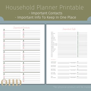 Household Binder Printables, Home Management Planner, Planner Inserts ...