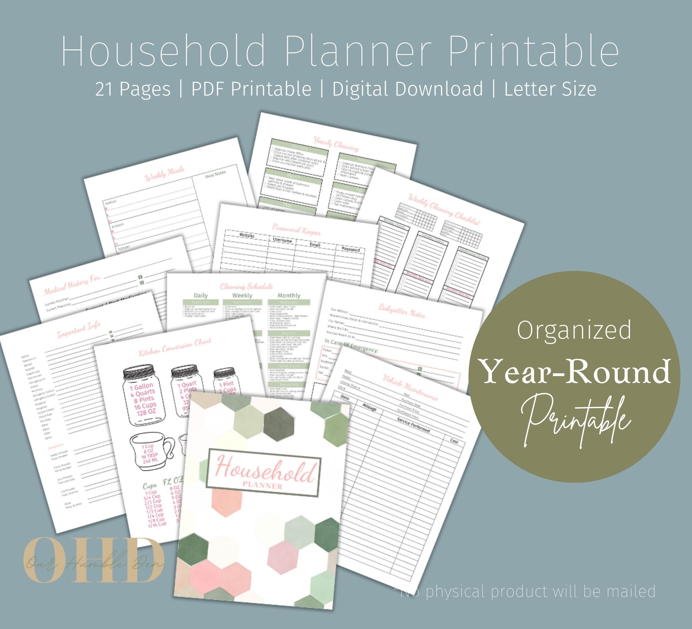 Home Management Planner Printables, Household Binder (digital Download ...