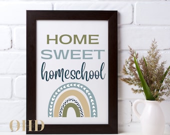Home Sweet Homeschool Printable, Rainbow Wall Art (Digital Download)