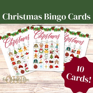 10 Christmas Bingo Cards, Printable Christmas Bingo, Printable Bingo, Christmas Activity For Kids, Winter Bingo, Virtual Bingo