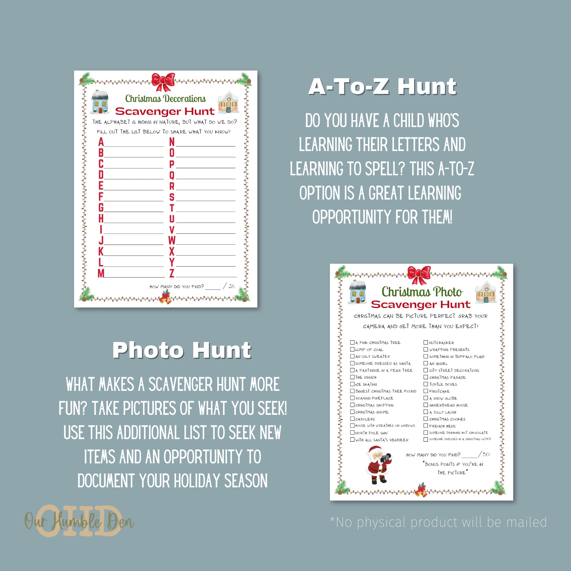 Christmas Scavenger Hunt Bundle, Kid Activity, Bingo (digital Download ...