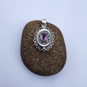 Amethyst Compartment Pendant,Gemstone Box Pendant,Handmade Pill Pendant,Compartment Pendant,925 Sterling Silver Pendant.