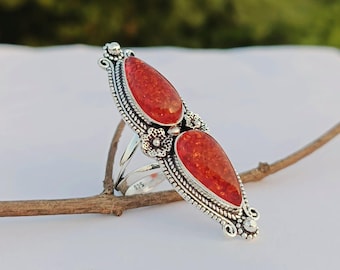 Handmade Baltic Amber Sterling Silver Ring: Pear Gemstone Statement Ring