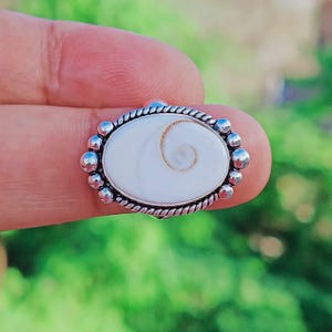 Shiva Eye Shell Ring 925 Sterling Silver Ring Handmade Statement Ring Giftable Silver Ring Ocean Shell Ring Women&#39;s Ring Adjustable Size