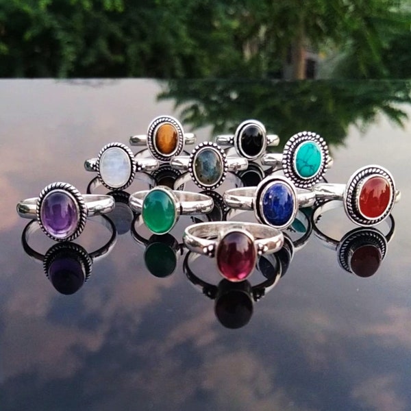 Combo Pack Sale,Natural Gemstone  Ring,Stackable Ring,Handmade Ring,Gift For Her,925 Sterling Silver Ring, Birthstone Ring .