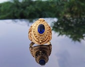 Iolite Poison Ring,24k Gold Plated Ring,Poisoner Ring,Compartment Ring,Locket Ring,Hidden Box Ring,Iolite Poisoner Ring,Secret Box Ring.