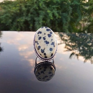Natural Dalmatian Jasper Ring,Handmade Ring,Gemstone Ring,Gift For Her,Dalmatian Gemstone,Natural Dalmatian,925 Sterling Silver Ring.