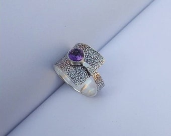 Amethyst Gemstone Ring, Handmade Ring, Gemstone Ring, 925 Sterling Silver Ring.Gift for Her, Adjustable Ring, Statement Ring.