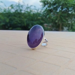 Amethyst Ring,Natural Amethyst Gemstone,Handmade Statement Ring,Oval Shape Ring,Top Quality Purple Gemstone,92.5 Sterling Silver Ring