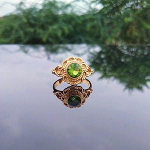 Peridot Ring,24kt Gold Plated Ring,Statement Ring,Gemstone Ring,Peridot Gemstone,Gift For Her,Stackable Ring,Gold Plated Ring,Handmade Ring.