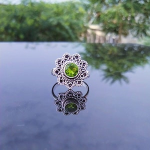 Natural Peridot Ring,Custom Gemstone Ring,Stackable Ring,Gift For Her,Statement Ring,Minimalist Ring,Peridot Gemstone,925 Silver Ring
