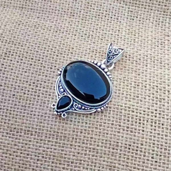 Vintage Onyx Pendant Etsy