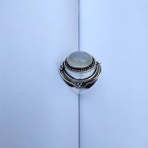 Natural Moonstone Locket Ring,Handmade Compartment Ring,Pill Box Ring,Openable Locket Ring,Gift For Her,92.5 Sterling Silver  Ring
