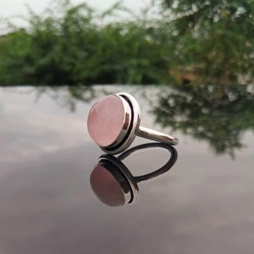 Shops Natural Rose Quartz Ring,Handmade Ring,Gift For Her,Gemstone Ring,Statement Ring,Rose Quartz Gemstone,925 Sterling Silver Plated Ring.