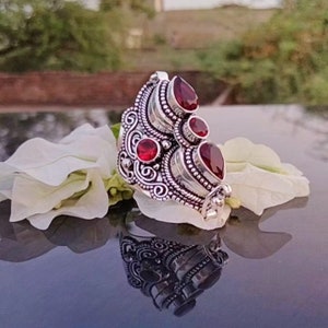 Garnet Poison Ring, Multistone Garnet Poisoner, Multi-box Ring, Gift For Her, January Birthstone, Compartment Ring, 925 Silver Ring