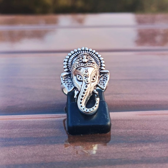 Sterling Silver Ganesh Elephant Ring: Statement Jewelry