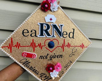 Custom Graduation Cap Topper/ Custom Cap / Graduation Cap topper / Graduation Gift/ RN Cap/ RN Graduation Cap