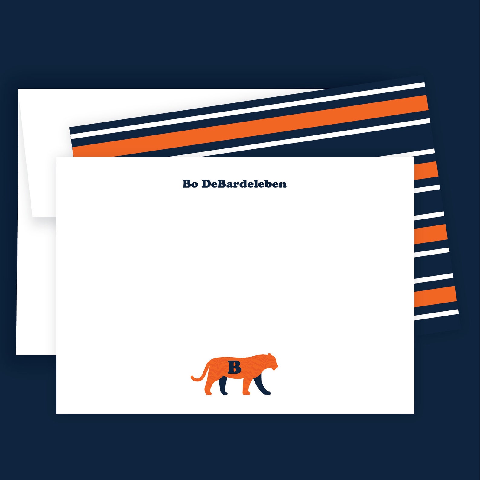 Auburn Tiger Monogram Stationery Card Etsy
