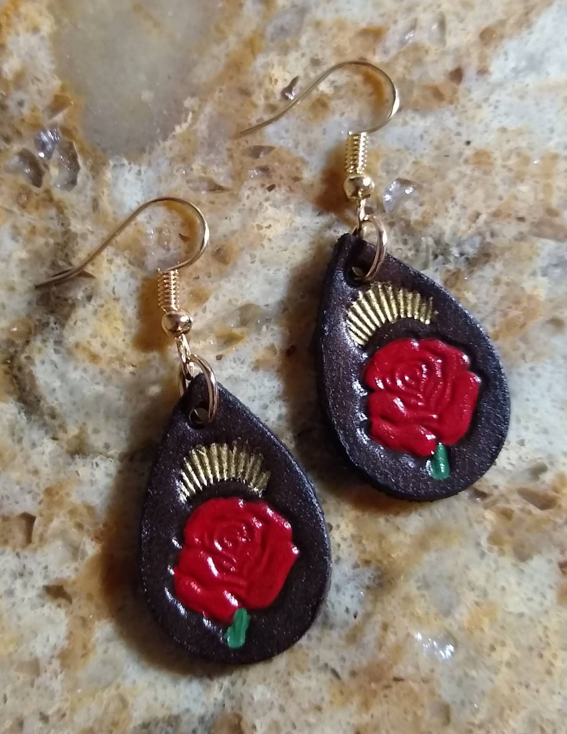 Hand Painted Leather Earrings Etsy Sweden