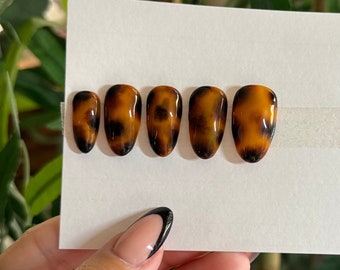 Handmade Custom Press On Nails- Tortoise shell