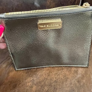 Big Buddha coin purse in metallic pewter and gold tone zipper